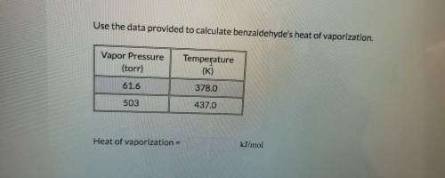 Use the data provided to calculate benzaldehyde's heat of vaporization in kj/mol