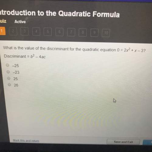 What is the value of the discriminant for the quadratic equation