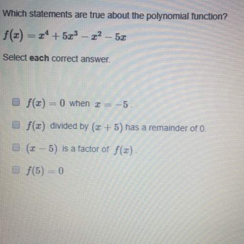 Which statements are true about the polynomial function?