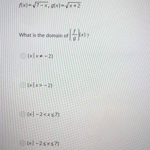 Will mark brainliest what is the domain of (f/g) (x)?