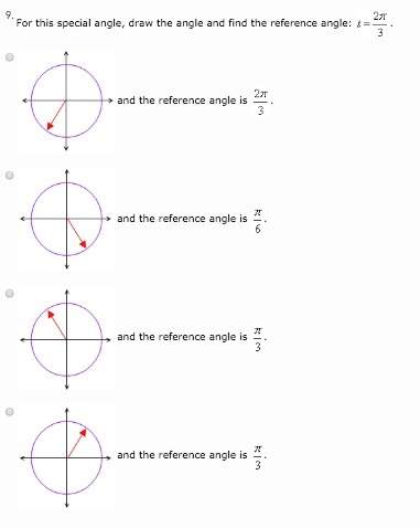For this special angle, draw the angle and find the reference angle: t= 2π/3