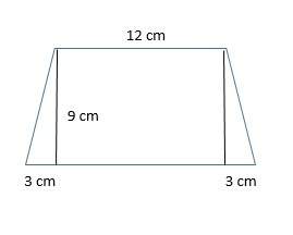 He trapezoid is composed of a rectangle and two triangles. what is the area of the rectangle? what