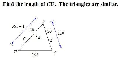 Find the length of cu, the triangles are similar.