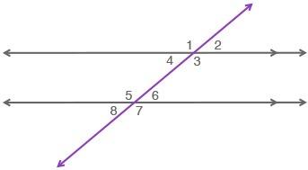 Use the figure to complete the sentence. ∠6 and are corresponding angles. ∠2 ∠3 ∠7 ∠8