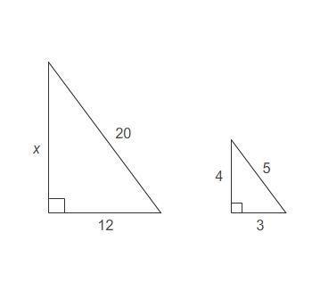 The triangles are similar. what is the value of x? enter your answer in the box. x = two right tr