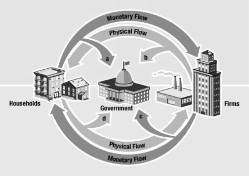 According to the diagram, some of the physical flow travels from firms to the government. which of t