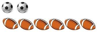 What is the ratio of soccer balls to footballs? a) 1 : 3 b) 2 : 4 c) 3 : 1 d) 4 : 2