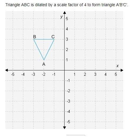Triangle abc is dilated by a scale factor of 4 to form triangle a′b′c′. the coordinates of vertex a′