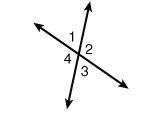 Which of the angle pairs can be classified as vertical angles? ∠1 and ∠2 ∠2 and ∠4 ∠3 and ∠2 ∠4 and