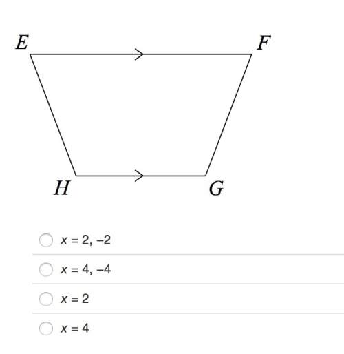 In trapezoid efgh, m∠hef=(4x2+16)∘ and m∠gfe=(5x2+12)∘. find the value of x so that efgh is isoscele