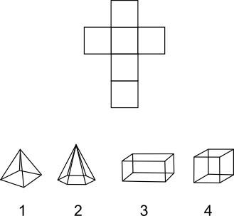 Anet and four figures are shown: which figure shown can be formed from the net? (input the number