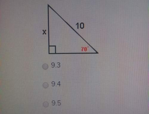 Find x to the nearest tenth.a) 9.3b) 9.4c) 9.5