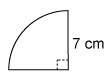 This quarter circle has a radius of 7 centimeters. what is the area of this figure? use 3.14 for pi