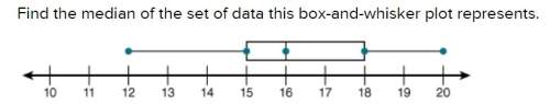 Find the median of the set of data this box-and-whisker plot represents. 15 16 17 18