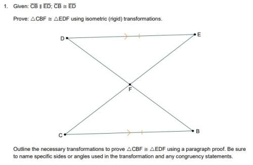 Outline the necessary transformations to prove cbf ≅ edf using a paragraph proof. be sure to name