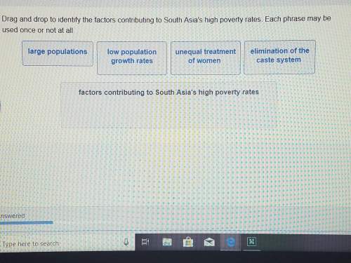Drag and drop to identify the factors contributing to south asia high poverty rates. each phrase may