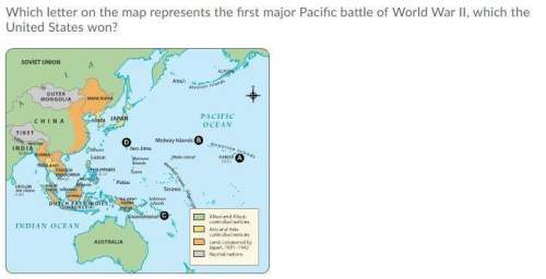 Which letter on the map represents the first major pacific battle of world war ii, which the united