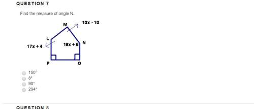 Find the measure of angle n. 150° 8° 90° 294°