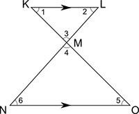 The figure shows two parallel lines kl and no cut by the transversals ko and ln.kl and no are parall