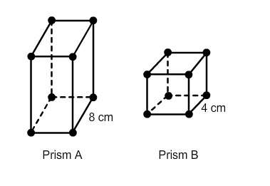Prism a is similar to prism b. the volume of prism a is 2720 cm³. what is the volume of prism b? 21