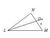Ray lo bisects nlm, lm=18, no=4, and ln=10. what is the value of x?