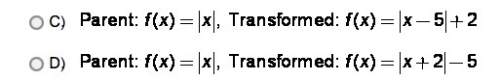 Which of the following are the equations for the parent function and the transformed parent function