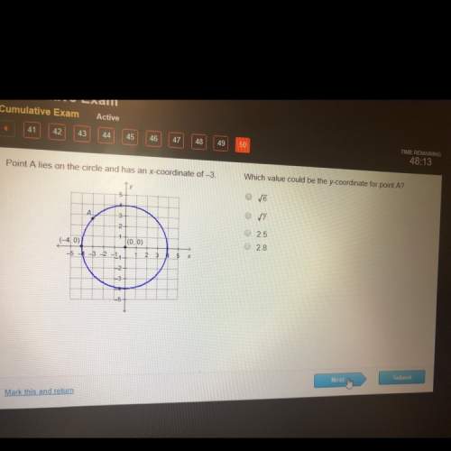 Point a lies on the circle and has an x-coordinate of 3.