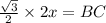 \frac{\sqrt{3}}{2}\times 2x=BC