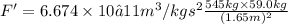 F'=6.674\times 10−11 m^3/kg s^2\frac{545 kg\times 59.0 kg}{(1.65 m)^2}