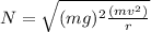 N=\sqrt{(mg)^2\frac{(mv^2)}{r}}