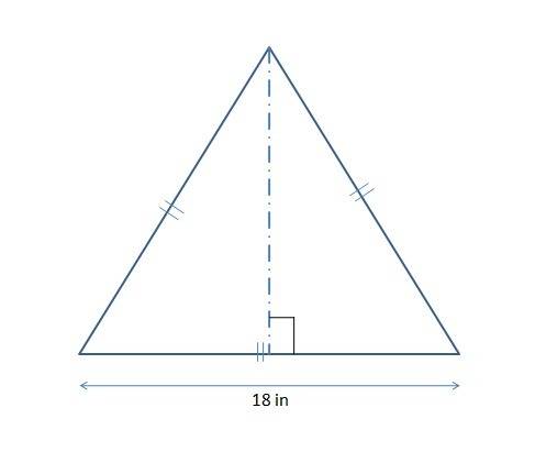 The base of a solid oblique pyramid is an equilateral triangle with a base edge length of 18 inches.