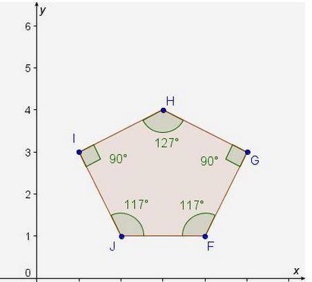 Polygon abcde rotates 45° clockwise about point f to produce polygon fghij as shown. what is mbcd?