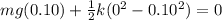 mg(0.10) + \frac{1}{2}k(0^2 - 0.10^2) = 0