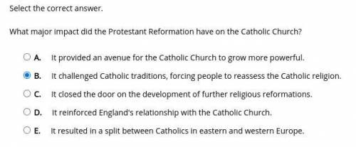 What major impact did the protestant reformation have on the catholic church?  it provided an avenue