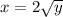 x = 2 \sqrt{y}