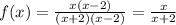f(x)=\frac{x(x-2)}{(x+2)(x-2)}=\frac{x}{x+2}