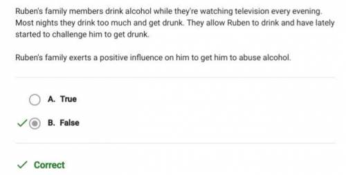 Ruben's family members drink alcohol while they're watching television every evening. most nights th