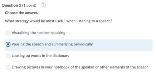 What strategy would be most useful when listening to a speech?  __drawing pictures in your notebook