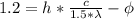 1.2 = h * \frac{c}{1.5 * \lambda} - \phi