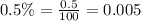 0.5\%=\frac{0.5}{100}=0.005