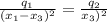 \frac{q_{1}}{(x_{1}-x_{3})^{2}}=\frac{q_{2}}{x_{3})^{2}}