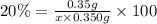 20\%=\frac{0.35 g}{x\times 0.350 g}\times 100