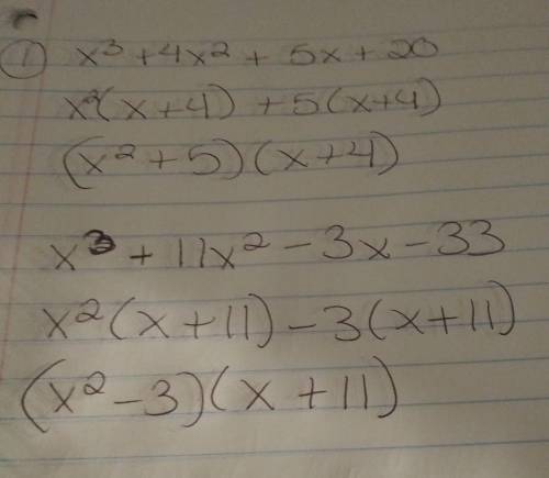 Which shows one way to determine the factors of x3 + 4x2 + 5x + 20 by grouping?  which shows one way