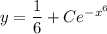 y=\dfrac16+Ce^{-x^6}
