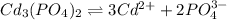 Cd_3(PO_4)_2\rightleftharpoons 3Cd^{2+}+2PO_4^{3-}