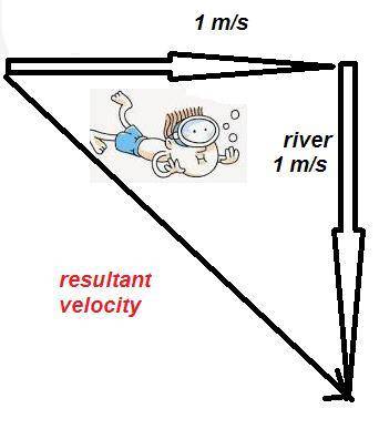 What is the resultant velocity vector when you add your swimming velocity and the current velocity?