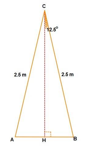 What is the approximate length of the base of an isosceles triangle if the congruent sides are 2.5 m