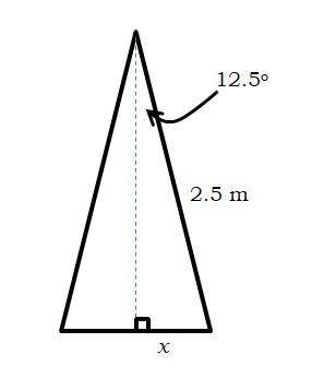 What is the approximate length of the base of an isosceles triangle if the congruent sides are 2.5 m