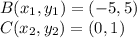 B(x_1,y_1)=(-5,5)\\C(x_2,y_2)=(0,1)