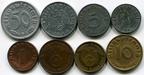 Why does german money from the 1940s not bear nazi symbols?